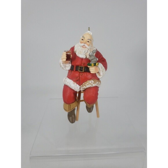 Coca-Cola Trim A Tree Collection 1947 Santa on Stool Ornament 1990 Vintage Coke - Picture 9 of 16